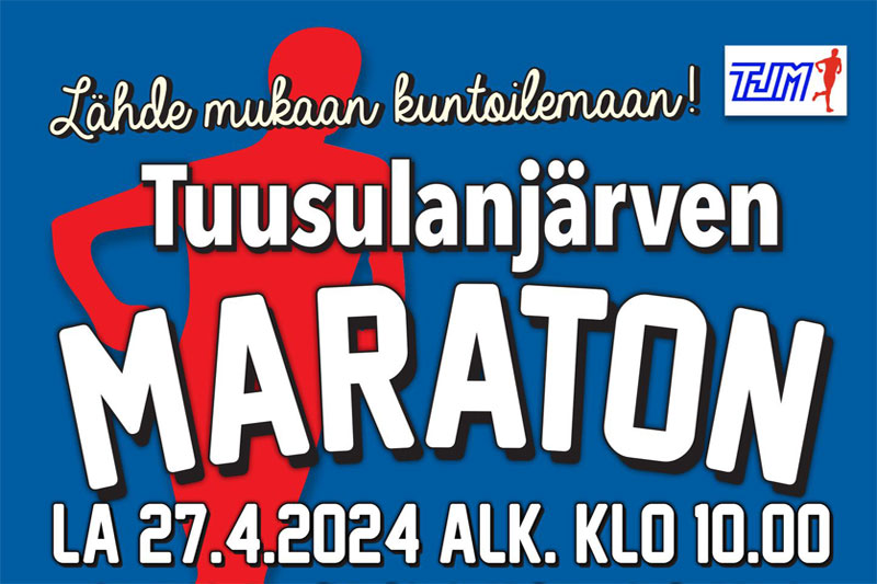 Tuusulanjärven maraton tapahtuma lauantaina 27.4.
