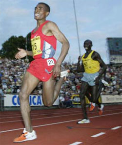Bekele gives chase pursued by Kipketer