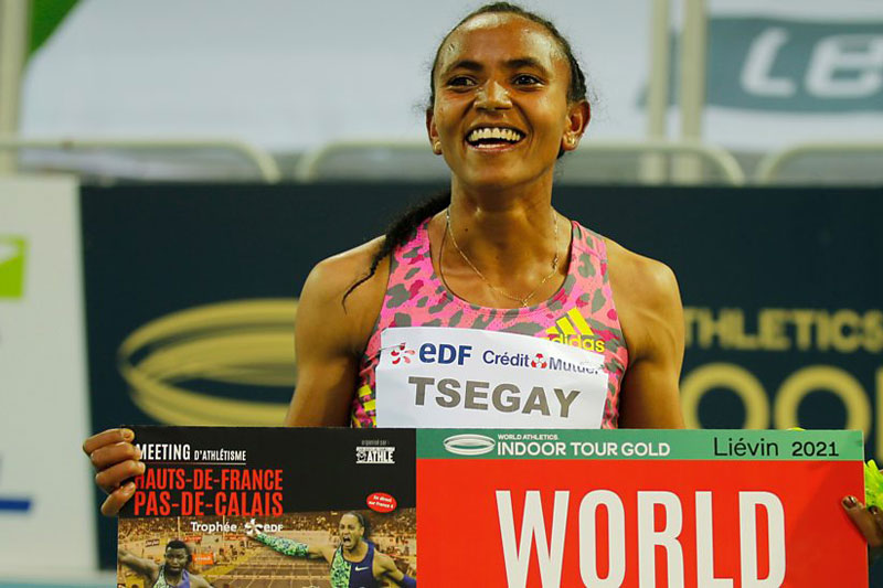 Gudaf Tsegay sets indoor 1500m record